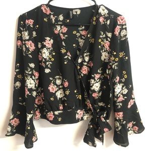 Flowy floral wrap top